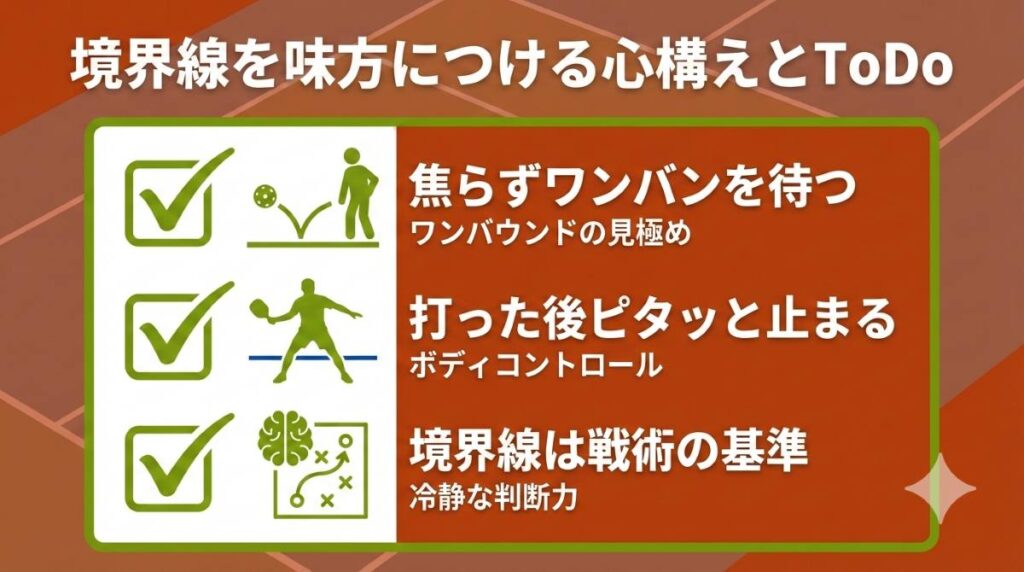 正しい状況判断とボディコントロールでキッチンの境界線を味方につけるためのチェックリスト図解